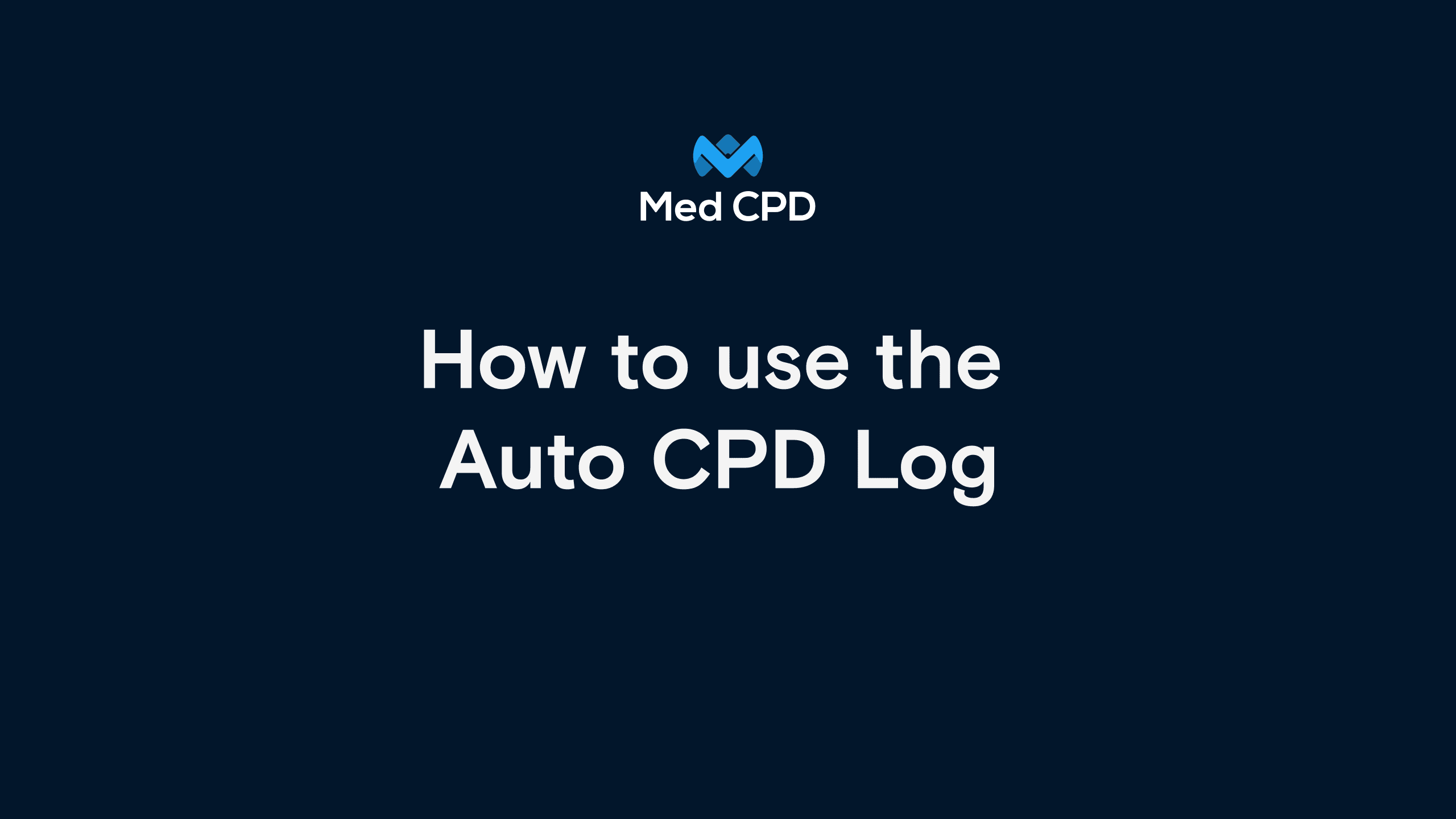 Med CPD – How to use the Auto CPD Log image